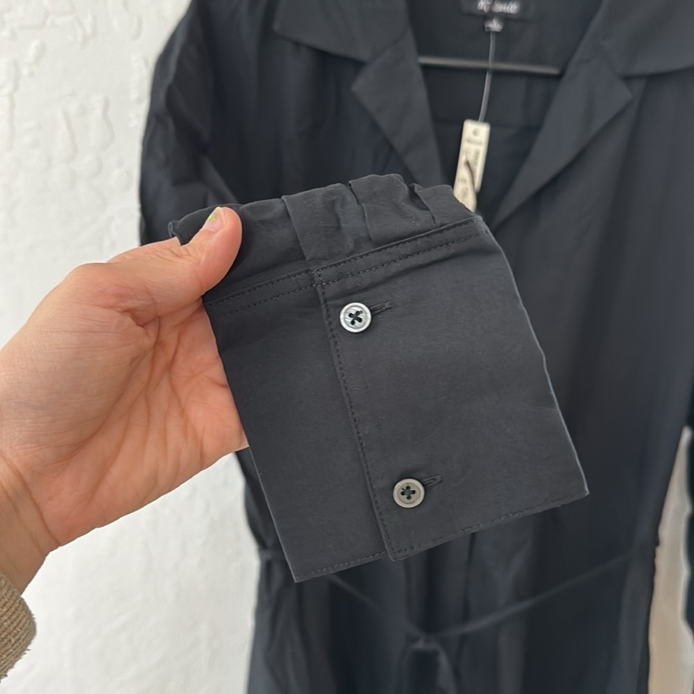 Madewell Black Belted Mini Shirt Dress Long Sleeve Button Down Small - Picture 6 of 7